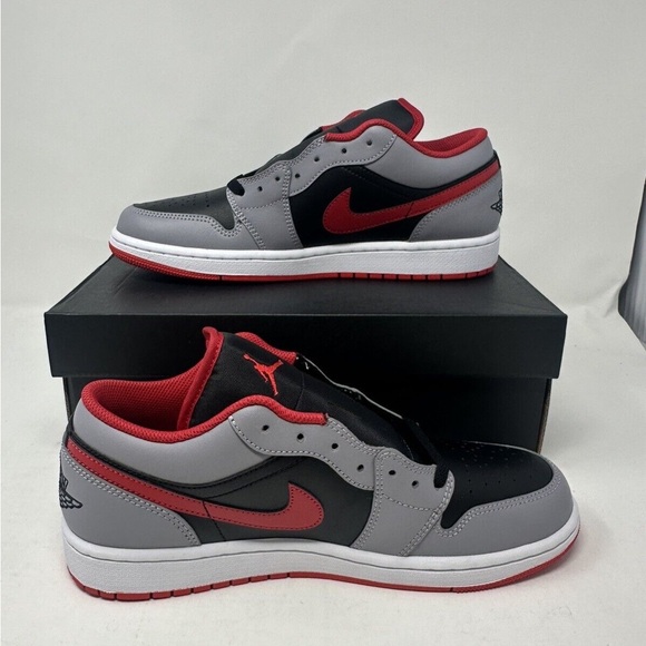 Nike Air Jordan Low Shoes Black Cement Grey Fire Red 553558-060GS - Main Image